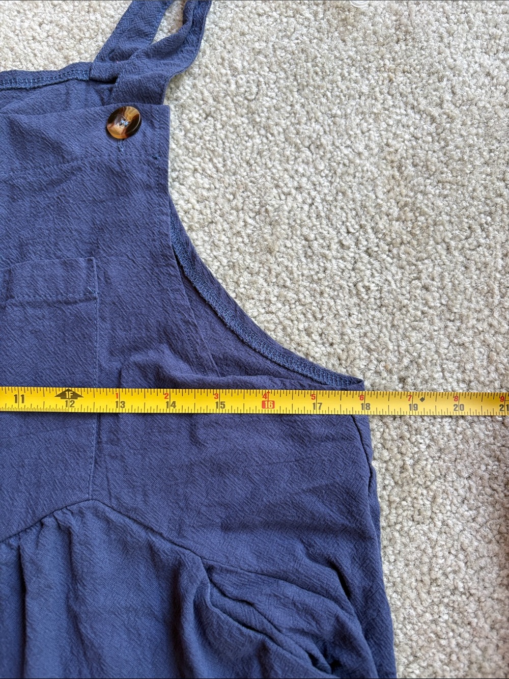 🪷Women's Navy Blue Jumpsuit Boho Wide Leg Overalls Loose Fit 100% Cotton M - Picture 14 of 16